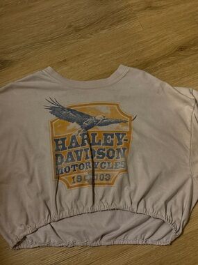 Harley-Davidson Pale Pink Tee with Orange and Navy Eagle Shield